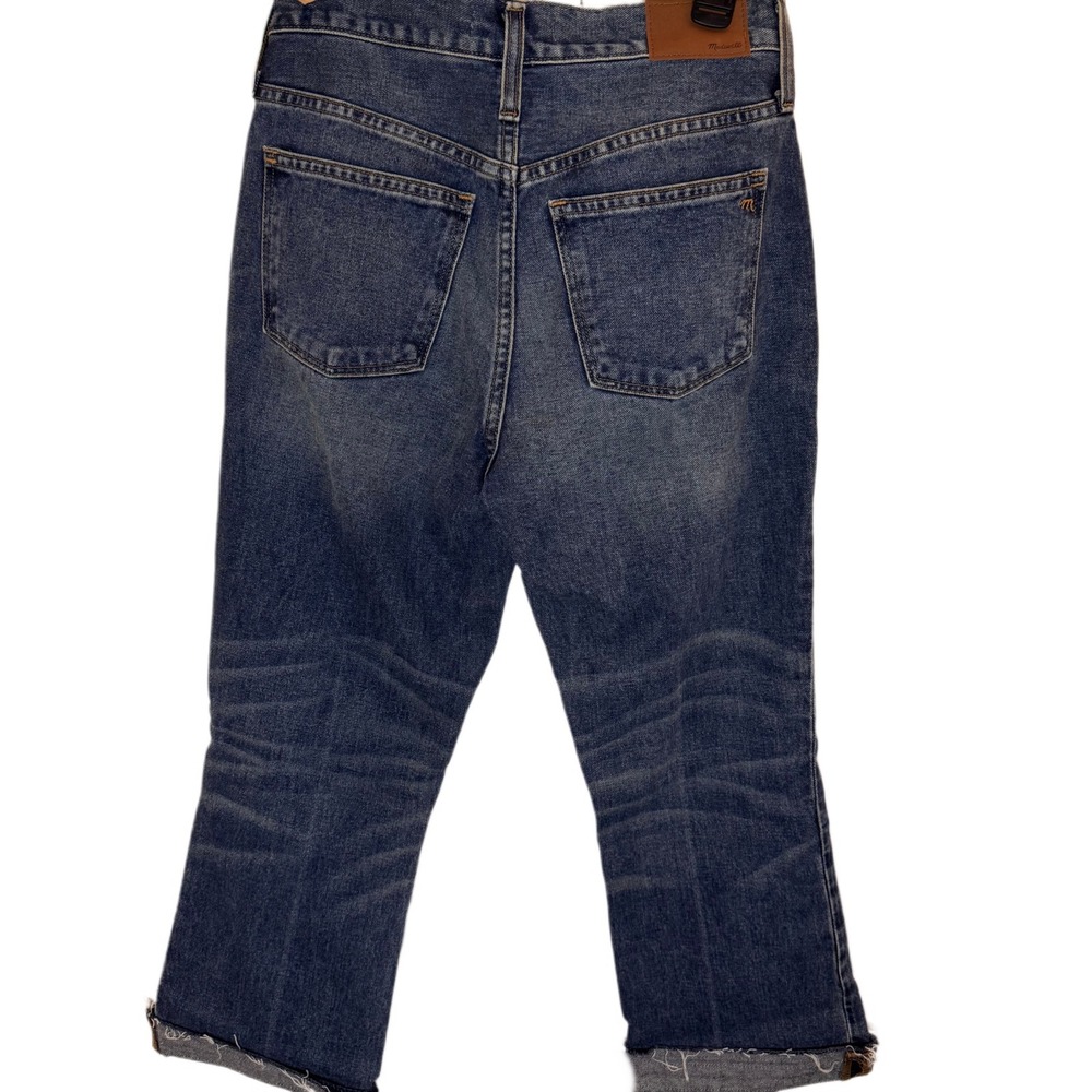Madewell Retro Crop Bootcut Jeans Women's Size 25 Dark Wash Denim Raw Hem NWT - Picture 5 of 6